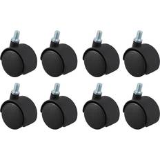 DIY Accessories Tlily Plastic Swivel Caster 8mm Screw Stem 1.5-Inch Dia Wheel 8 Pcs Black