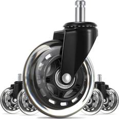Wejoy 5PCS Office Chair Caster Wheels 3 Inch Swivel Rubber Caster Wheels Replacement Soft Safe Rollers Furniture Hardware
