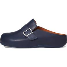 Clogs Fitflop Shuv Buckle-Strap Leather Clogs Midnight Navy B