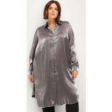 Zizzi Skjortor Zizzi Långskjorta mFanny L/S Long Shirt Silver 50/52