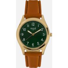Regal Klockor Regal Classic line brunt band, guldton/grön, 36mm