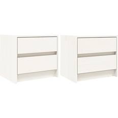 vidaXL Solid Pine Wood White Comodino 31x40cm 2pcs