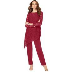 Red Suits Roaman's Plus Lace Asymmetric Tunic & Pant Set by in Classic Red Size W Formal Evening