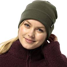 Jack Wolfskin Women Accessories Jack Wolfskin Women's Womens Rib Cuffed Beanie Hat Island Moss ONE island moss