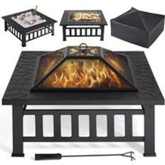Yaheetech Square Metal Fire Pit for Outdoors