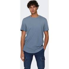 Herr - Lång T-shirts Only & Sons Line Fit O-ringning T-shirt Blå