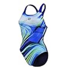 Blau Badeanzüge Arena Feel Damen Visual Waves Swim Pro Back Bustier Badeanzug