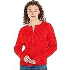 Tommy Hilfiger Women Cardigans Tommy Hilfiger Damen Strickjacke Cardigan C-Neck Cardigan mit Knopfleiste, Rot Fireworks