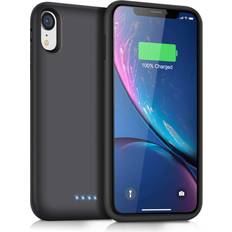 QTshine Battery Case for iPhone XR, Newest [6800mAh] Protective Portable Charging Case Rechargeable Extended Battery Pack Charger Case for Apple iPhone XR6.1inch Backup Power Bank Cover Black