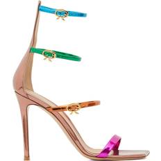 Schnürung - Weiß Sandaletten Gianvito Rossi Ribbon Uptown sandals bloom_mango_green_turquoise_camellia