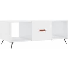 Marmo Tavolini vidaXL da Salotto Bianco Lucido 102x50x40cm Legno Multistrato Tavolino