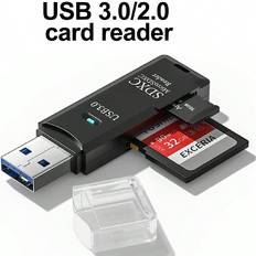 Shein USB3.0 Micro SD Card Reader, 5Gbps 2-In-1 SD Card Reader To USB Adapter, Wansurs Memory Card Reader For Camera Memory,PC, SDXC, SDHC, MMC, RS-MMC, Mic