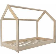 Kinderbett hausbett spielbett abenteuerbett einzelbett unbehandeltes holz 160x80