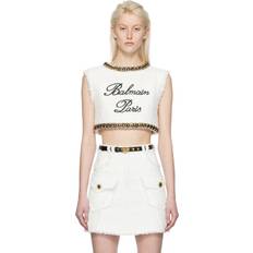 Polyamid Tanktops Balmain Cropped-Top aus Tweed Weiß