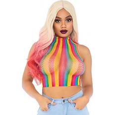 One Size Toppe Leg Avenue Rainbow Net Crop Top One