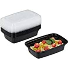 Noir Boîtes alimentaires Relaxdays Meal Prep Containers Lot De 10 1 Compartiment 1000 ml Boîte alimentaire