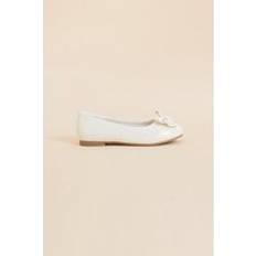 Hvid Ballerinasko Børnesko Accessorize Natural Girls Bow Ballerina Flats - NEW