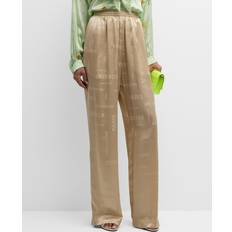 Balenciaga Logo Paris Silk Jacquard Wide-Leg Pull-On Tracksuit Pants
