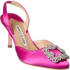 Manolo Blahnik Pink Heels & Pumps Manolo Blahnik Hangisli Satin Slingback Pump