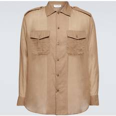 Wool Shirts Saint Laurent Pocketed Shirt - Beige
