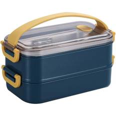 HKHBJS Lunch Box For Kids School Bento Box With Movable Compartments Blue