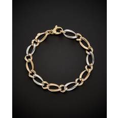 Italian Gold 14K Two-Tone Oval Link Bracelet