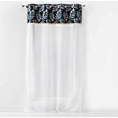 Bleu Rideaux Douceur D Interieur Panneau A Oeillets 140 x 240 cm Voile Sable+Top Imp. Or+Frange Adelor Bleu 140x240cm