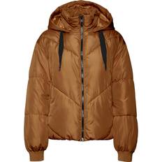 Gummi Overtøj Vero Moda Steppjacke, Kapuze mit Tunnelzug, Stehkragen, für Damen, braun