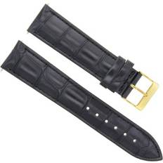 Watch Straps Ewatchparts 24MM LEATHER BAND FOR BREITLING NAVITIMER CHRONOMAT BLACK GOLD CLASP