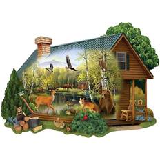 Wood Classic Jigsaw Puzzles Bits and Pieces Bits and Pieces 750 Piece Shaped Jigsaw Puzzle for Adults Cabin in The Wild 750 pc Forest Animals Jigsaw by Artist Thomas Wood