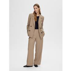 Selected Femme Vaatteet Selected Femme Slftinni-Relaxed MW Wide Pant - Beige