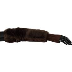 Dolce & Gabbana Femme Gants et Moufles Dolce & Gabbana Marron Gants en Fourrure Sans Doigt Longueur Coude