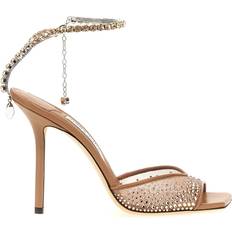 Jimmy Choo Pink Heeled Sandals Jimmy Choo Saeda 100 - Ballet Pink Crystal