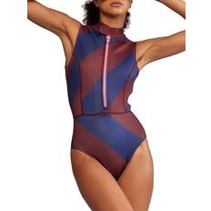 XS Wetsuits Cynthia Rowley Women's Sleeveless Striped Neoprene Wetsuit Navy Burgundy Navy Burgundy