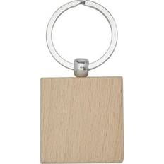 Beige Keychains Bullet Gioia Quadratischer Schlüsselanhänger aus Buchenholz