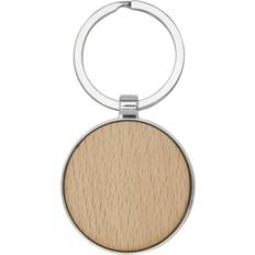 Beige Keychains Avenue Moreno Runder Schlüsselanhänger aus Buchenholz