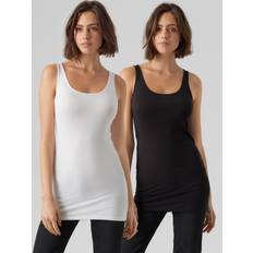 Vero Moda Donna Canottiere Vero Moda Set di 2 canottiere lunghe da donna - Noir