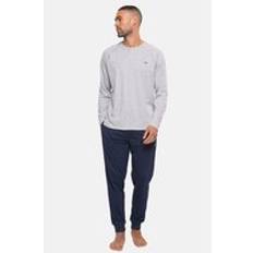 Grey - Women Pyjamas Threadbare Mens Grey 'Pitt' Cotton Blend Long Sleeve Jersey Pyjama Set