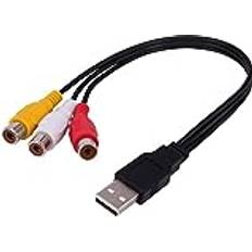 Pofet POFET USB 3RCA-kabel 0,3 USB-hane 3 RCA hona uttag splitter ljud video komposit