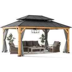 Hardtop gazebo Sunjoy 12x16 ft. Wood Gazebo, Hardtop Cedar