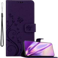 Cadorabo Purple Flower Case for Samsung Galaxy S22 ULTRA Cover Book Wallet Protection PU Leather Flip Etui magnetic closure standing function card slots