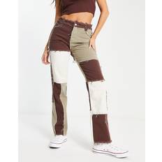 Jaded London boyfriend jeans in brown patchwork denimW26