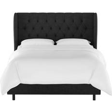 Bed Frames Skyline Furniture King Tufted Wingback Bed Black Linen