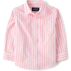 Babies Shirts Children's Clothing The Children's Place The Children's Place Baby And Toddler Boys Dad And Me Striped Poplin Button Up Shirt 18-24 Pink 100% Cotton Pink 18-24