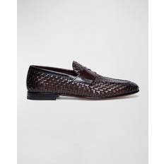 Brown - Leather Loafers Santoni Brown Loafer Shoes for Men - Brown