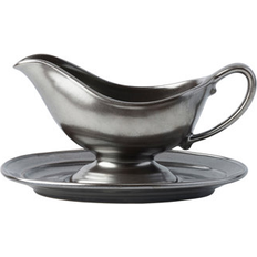 Juliska Pewter Stoneware Sauce Boat and Stand