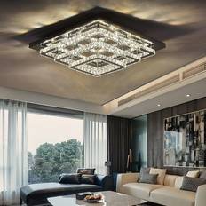 Lighting Living and Home Squae 3-Tie Cystal Ceiling Flush Light