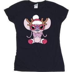 Disney Lilo & Stitch Angel Reindeer Cotton T-Shirt Navy