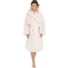 Pink - Women Sleepwear Camille Womens Soft Fleece Pink Hooded Dressing Gown