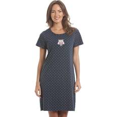 Blue Nightgowns Camille Owl Print Cotton Nightdress Navy 18-20